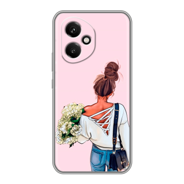 Силиконовый чехол на Honor 400 с принтом Девушка и букет Силиконовый чехол на Honor 400 с принтом Девушка и букет