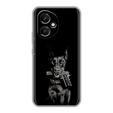 Силиконовый чехол на Honor 400 с принтом Доберман и пистолет Силиконовый чехол на Honor 400 с принтом Доберман и пистолет