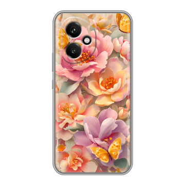 Силиконовый чехол на Honor 400 с принтом Цветы и бабочки