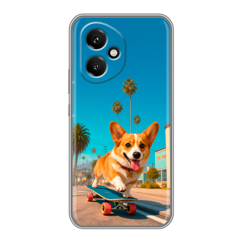 Силиконовый чехол на Honor 400 с принтом Корги на скейте Силиконовый чехол на Honor 400 с принтом Корги на скейте