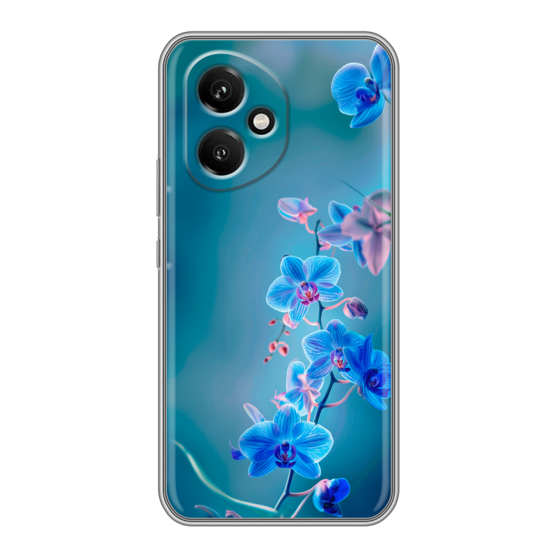 Силиконовый чехол на Honor 400 с принтом Голубые цветы Силиконовый чехол на Honor 400 с принтом Голубые цветы