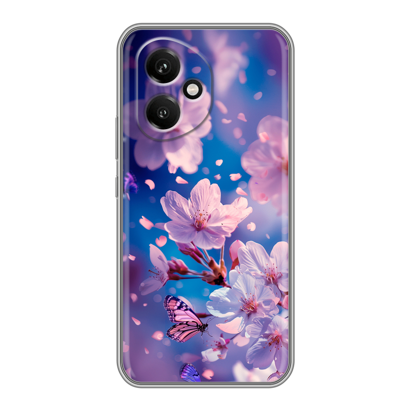 Силиконовый чехол на Honor 400 с принтом цветы бабочки Силиконовый чехол на Honor 400 с принтом цветы бабочки
