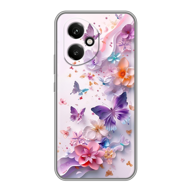 Силиконовый чехол на Honor 400 с принтом цветы бабочки Силиконовый чехол на Honor 400 с принтом цветы бабочки
