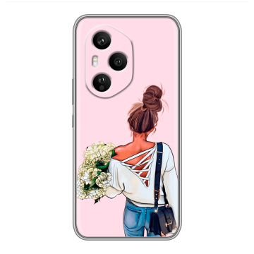 Силиконовый чехол на Honor 400 Pro с принтом Девушка и букет Силиконовый чехол на Honor 400 Pro с принтом Девушка и букет
