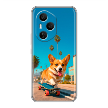 Силиконовый чехол на Honor 400 Pro с принтом Корги на скейте Силиконовый чехол на Honor 400 Pro с принтом Корги на скейте