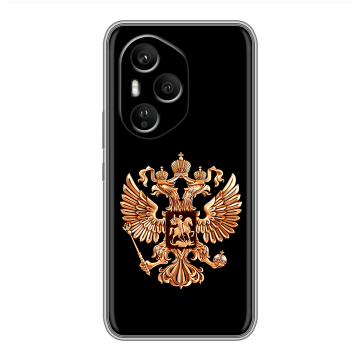Силиконовый чехол на Honor 400 Pro с принтом Герб России золотой
