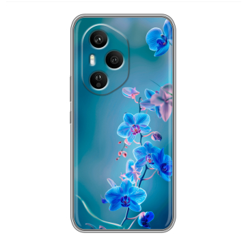 Силиконовый чехол на Honor 400 Pro с принтом Голубые цветы Силиконовый чехол на Honor 400 Pro с принтом Голубые цветы