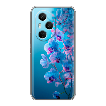 Силиконовый чехол на Honor 400 Pro с принтом голубые орхидеи