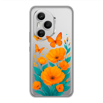 Силиконовый чехол на Honor 400 Pro с принтом цветы бабочки