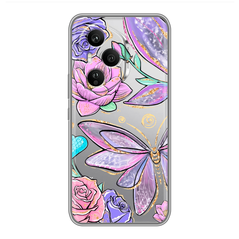 Силиконовый чехол на Honor 400 Pro с принтом Бабочки и цветы Силиконовый чехол на Honor 400 Pro с принтом Бабочки и цветы