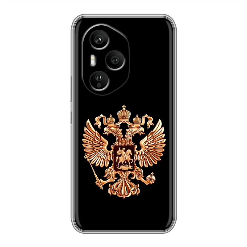 Силиконовый чехол на Honor 400 Pro с принтом Герб России золотой Силиконовый чехол на Honor 400 Pro с принтом Герб России золотой