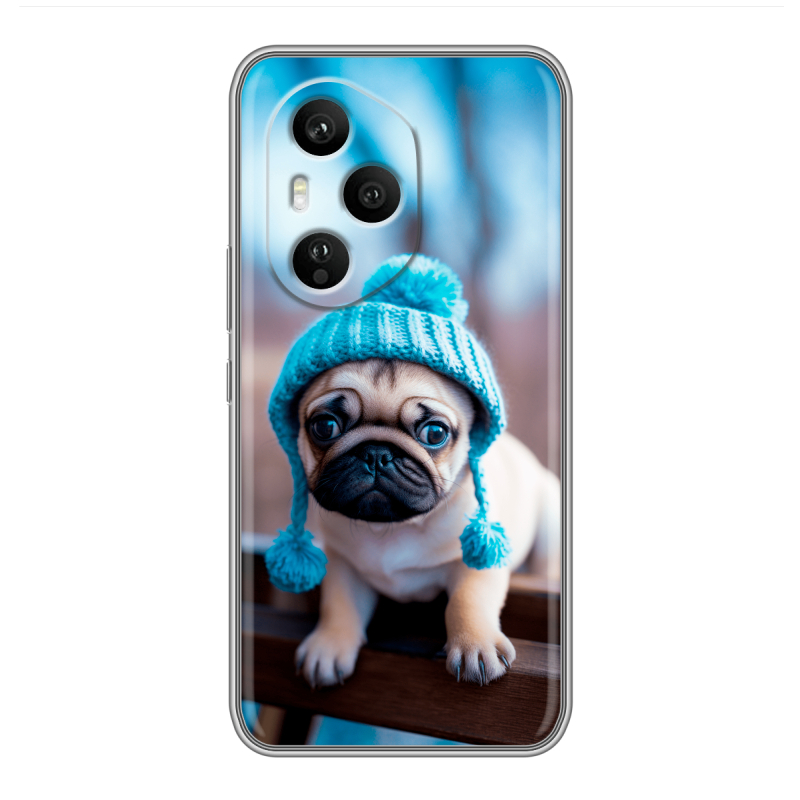 Силиконовый чехол на Honor 400 Pro с принтом Мопс в шапке Силиконовый чехол на Honor 400 Pro с принтом Мопс в шапке