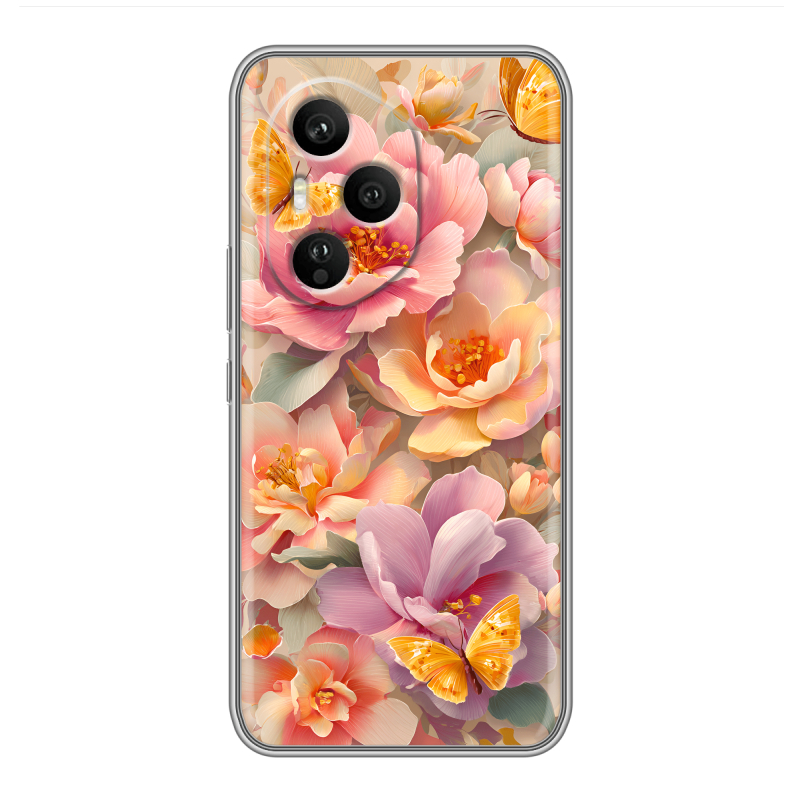 Силиконовый чехол на Honor 400 Pro с принтом Цветы и бабочки Силиконовый чехол на Honor 400 Pro с принтом Цветы и бабочки