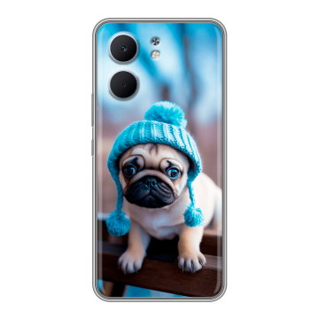 Силиконовый чехол на OPPO A5x с принтом Мопс в шапке