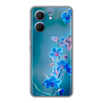 Силиконовый чехол на OPPO A5x с принтом Голубые цветы Силиконовый чехол на OPPO A5x с принтом Голубые цветы