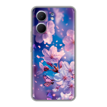 Силиконовый чехол на OPPO A5x с принтом цветы бабочки