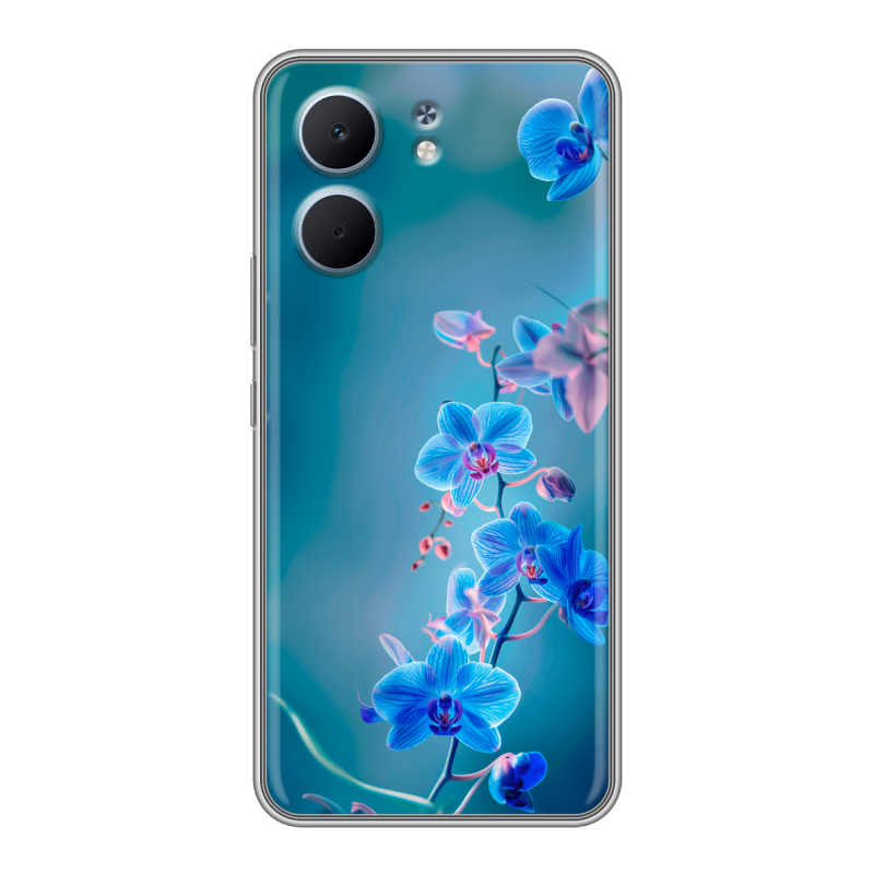 Силиконовый чехол на OPPO A5x с принтом Голубые цветы Силиконовый чехол на OPPO A5x с принтом Голубые цветы