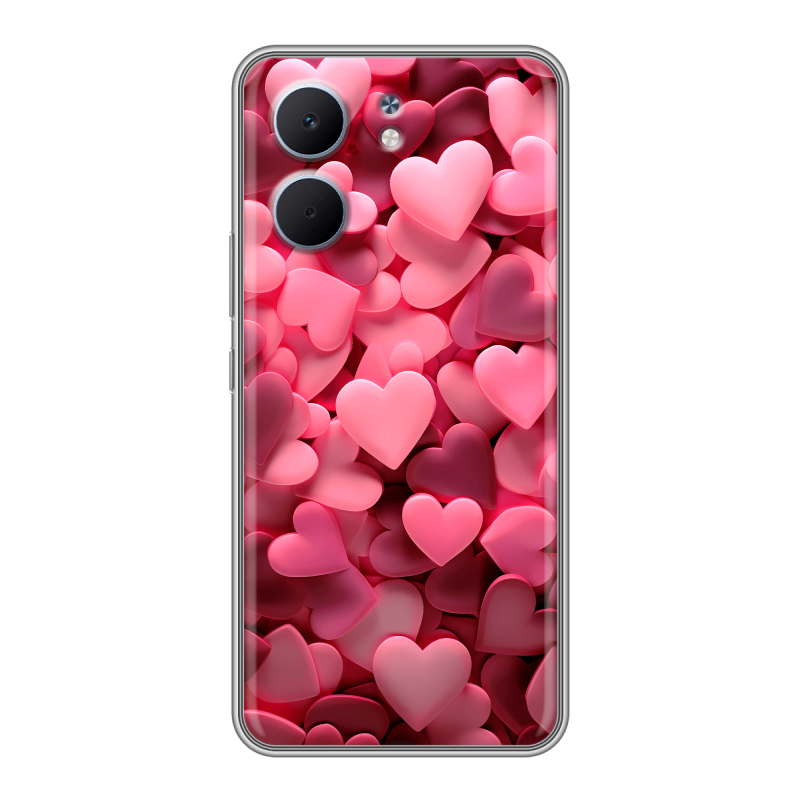 Силиконовый чехол на OPPO A5x с принтом розовые сердечки Силиконовый чехол на OPPO A5x с принтом розовые сердечки