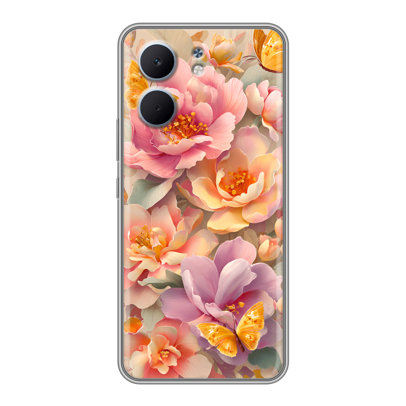 Силиконовый чехол на OPPO A5x с принтом Цветы и бабочки Силиконовый чехол на OPPO A5x с принтом Цветы и бабочки