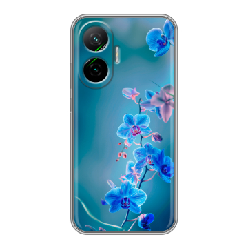 Силиконовый чехол на Poco F7 с принтом Голубые цветы