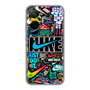 Силиконовый чехол на Poco F7 с принтом найк nike черный
