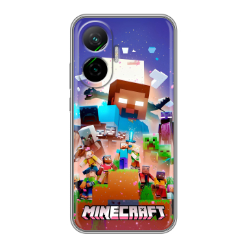 Силиконовый чехол на Poco F7 с принтом Майнкрафт Minecraft
