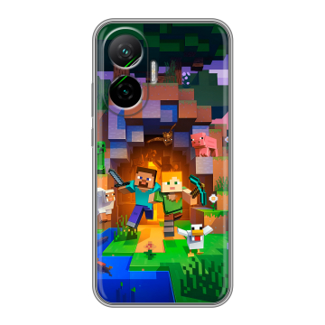 Силиконовый чехол на Poco F7 с принтом Майнкрафт Minecraft
