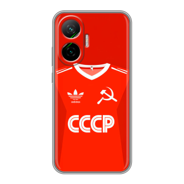 Силиконовый чехол на Poco F7 с принтом Флаг Герб СССР