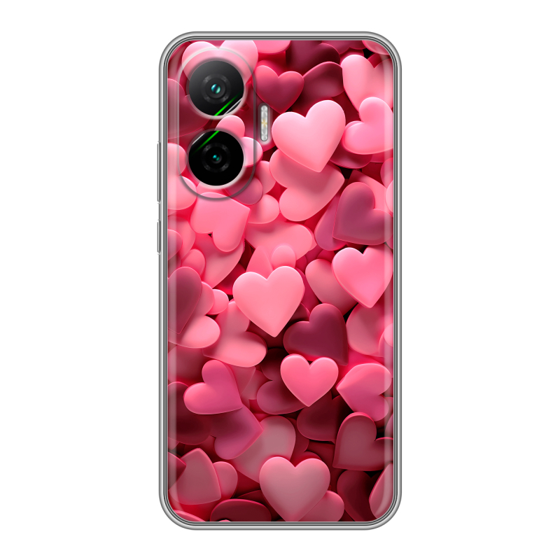 Силиконовый чехол на Poco F7 с принтом розовые сердечки Силиконовый чехол на Poco F7 с принтом розовые сердечки