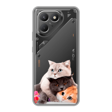 Силиконовый чехол на Tecno Pova 7 Neo с принтом Кошки Силиконовый чехол на Tecno Pova 7 Neo с принтом Кошки