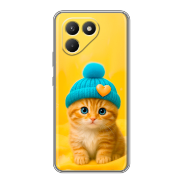 Силиконовый чехол на Tecno Pova 7 Neo с принтом Котенок в шапке