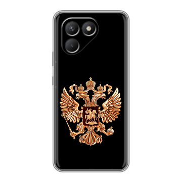 Силиконовый чехол на Tecno Pova 7 Neo с принтом Герб России золотой
