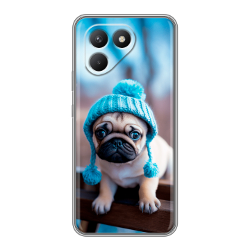 Силиконовый чехол на Tecno Pova 7 Neo с принтом Мопс в шапке