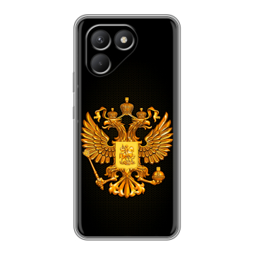 Силиконовый чехол на Tecno Pova 7 Neo с принтом Герб России желтый Силиконовый чехол на Tecno Pova 7 Neo с принтом Герб России желтый
