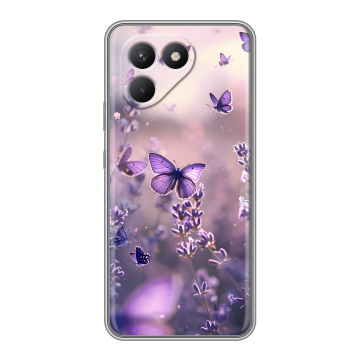 Силиконовый чехол на Tecno Pova 7 Neo с принтом бабочки и лаванда Силиконовый чехол на Tecno Pova 7 Neo с принтом бабочки и лаванда