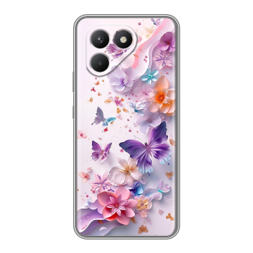 Силиконовый чехол на Tecno Pova 7 Neo с принтом цветы бабочки