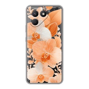 Силиконовый чехол на Tecno Pova 7 Neo с принтом Бежевые цветы Силиконовый чехол на Tecno Pova 7 Neo с принтом Бежевые цветы