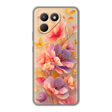 Силиконовый чехол на Tecno Pova 7 Neo с принтом Цветы и бабочки Силиконовый чехол на Tecno Pova 7 Neo с принтом Цветы и бабочки