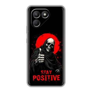Силиконовый чехол на Tecno Pova 7 Neo с принтом смешной скелет Силиконовый чехол на Tecno Pova 7 Neo с принтом смешной скелет