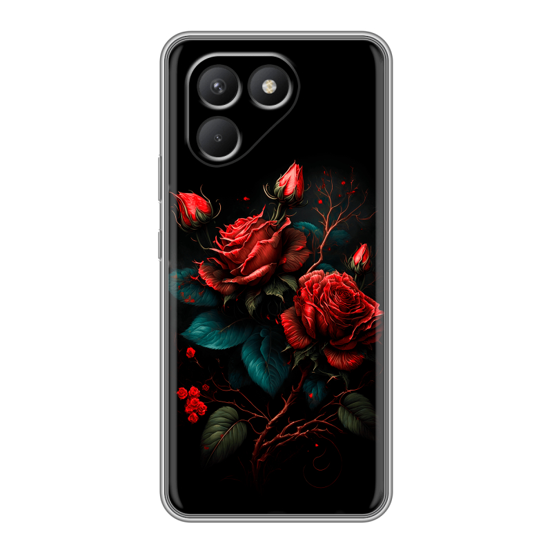 Силиконовый чехол на Tecno Pova 7 Neo с принтом Розы красные Силиконовый чехол на Tecno Pova 7 Neo с принтом Розы красные