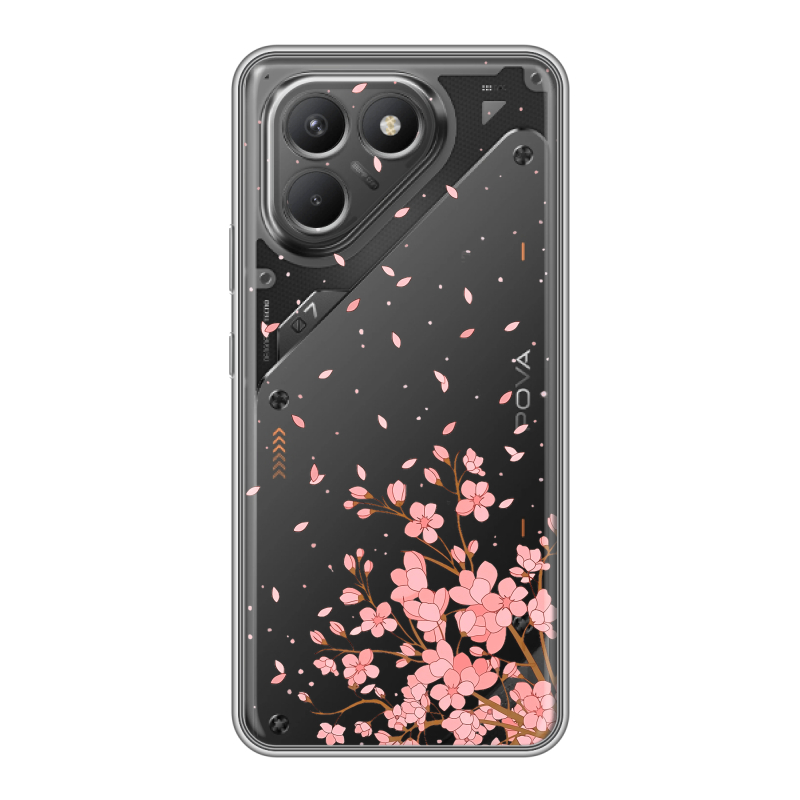 Силиконовый чехол на Tecno Pova 7 Neo с принтом Ветка сакуры Силиконовый чехол на Tecno Pova 7 Neo с принтом Ветка сакуры
