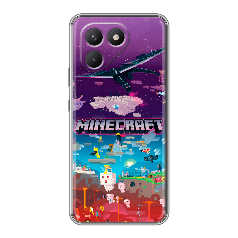 Силиконовый чехол на Tecno Pova 7 Neo с принтом Майнкрафт Minecraft Силиконовый чехол на Tecno Pova 7 Neo с принтом Майнкрафт Minecraft