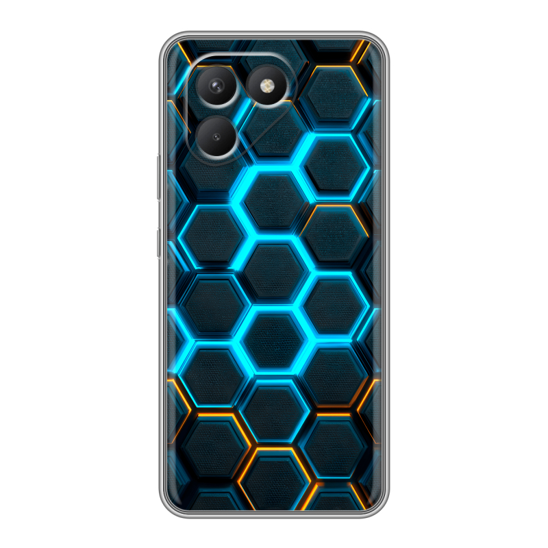Силиконовый чехол на Tecno Pova 7 Neo с принтом Неоновые соты Силиконовый чехол на Tecno Pova 7 Neo с принтом Неоновые соты