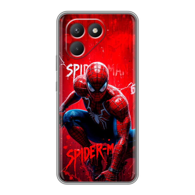 Силиконовый чехол на Tecno Pova 7 Neo с принтом Spiderman Человек паук Силиконовый чехол на Tecno Pova 7 Neo с принтом Spiderman Человек паук