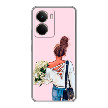 Силиконовый чехол на Realme P3 с принтом Девушка и букет Силиконовый чехол на Realme P3 с принтом Девушка и букет