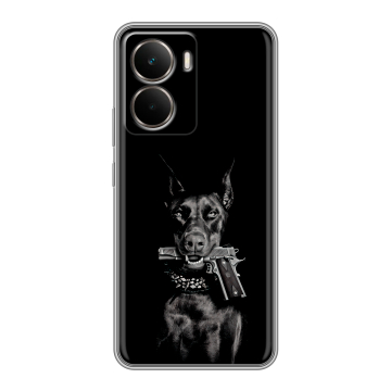Силиконовый чехол на Realme P3 с принтом Доберман и пистолет Силиконовый чехол на Realme P3 с принтом Доберман и пистолет