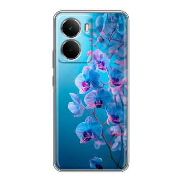 Силиконовый чехол на Realme P3 с принтом голубые орхидеи