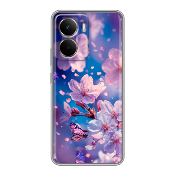 Силиконовый чехол на Realme P3 с принтом цветы бабочки