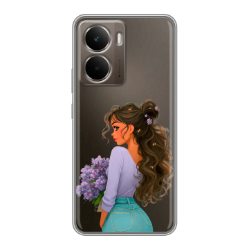 Силиконовый чехол на Realme P3 с принтом девушка цветы Силиконовый чехол на Realme P3 с принтом девушка цветы