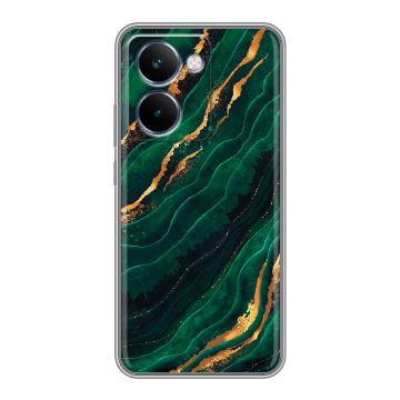 Силиконовый чехол на Realme P3 Ultra с принтом Мрамор зеленое золото Силиконовый чехол на Realme P3 Ultra с принтом Мрамор зеленое золото